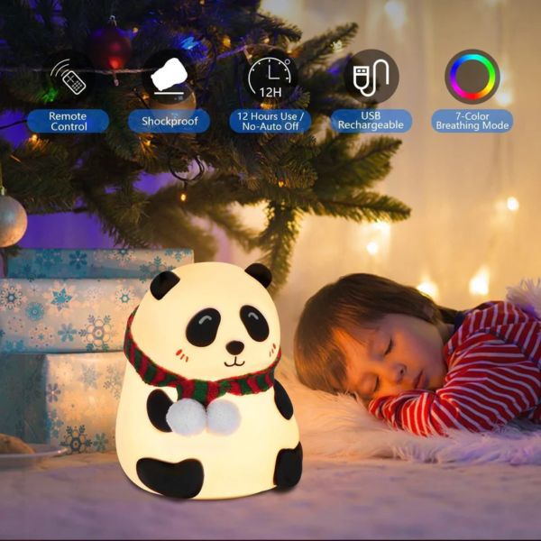 Prepaid Orders Only - Cute Panda Night Light, Squishy Lamp For Kids, 7 Color Changing Bedside Lamp - Image 4