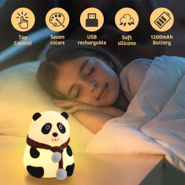 Prepaid Orders Only - Cute Panda Night Light, Squishy Lamp For Kids, 7 Color Changing Bedside Lamp - Image 3